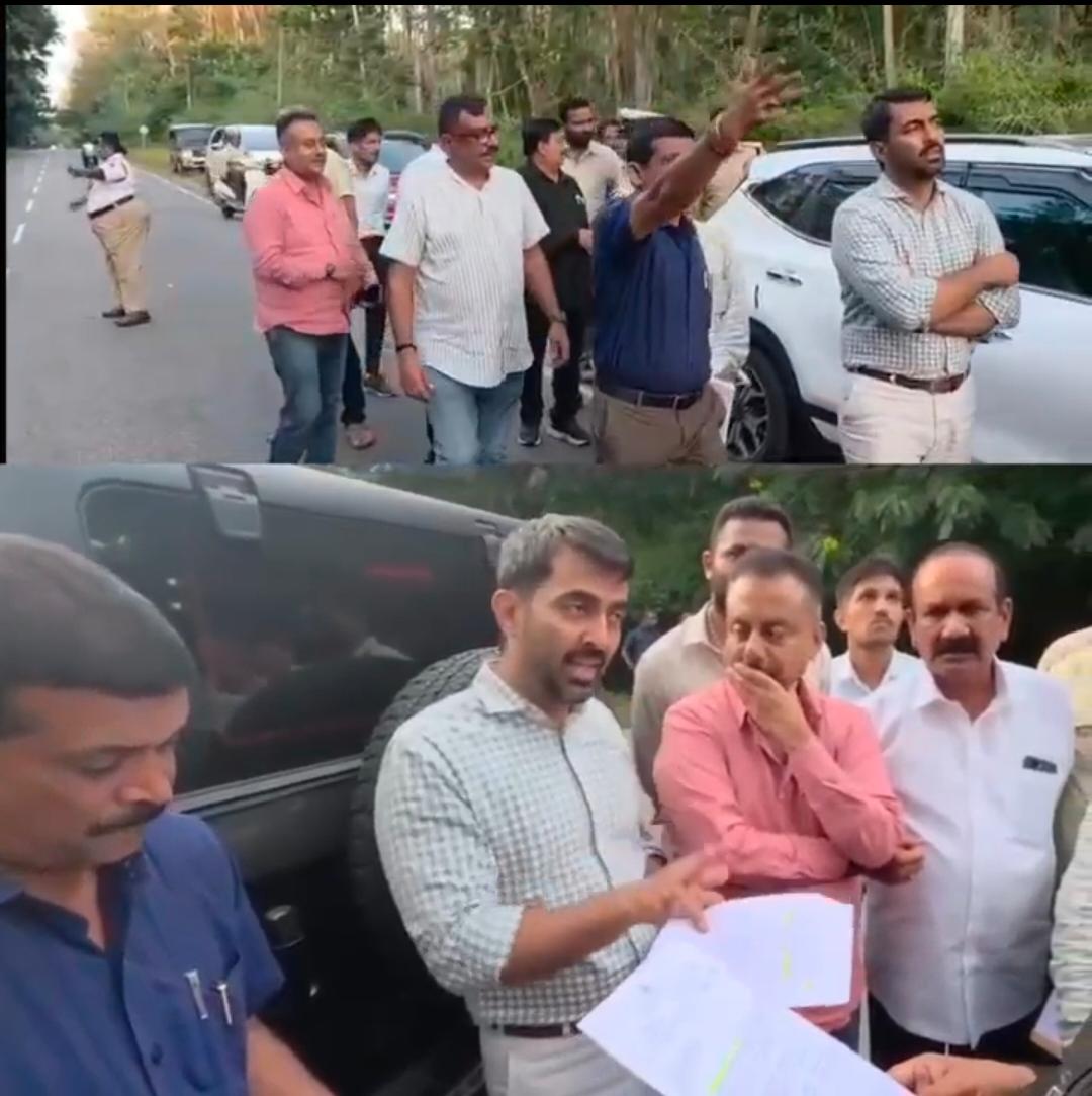 ಆನೆಕಾಡು ಬಳಿ ಸರಣಿ ಅಪಘಾತ; ಶಾಸಕ ಮಂತರ್ ಗೌಡರಿಂದ ಸ್ಥಳ ಪರಿಶೀಲನೆ