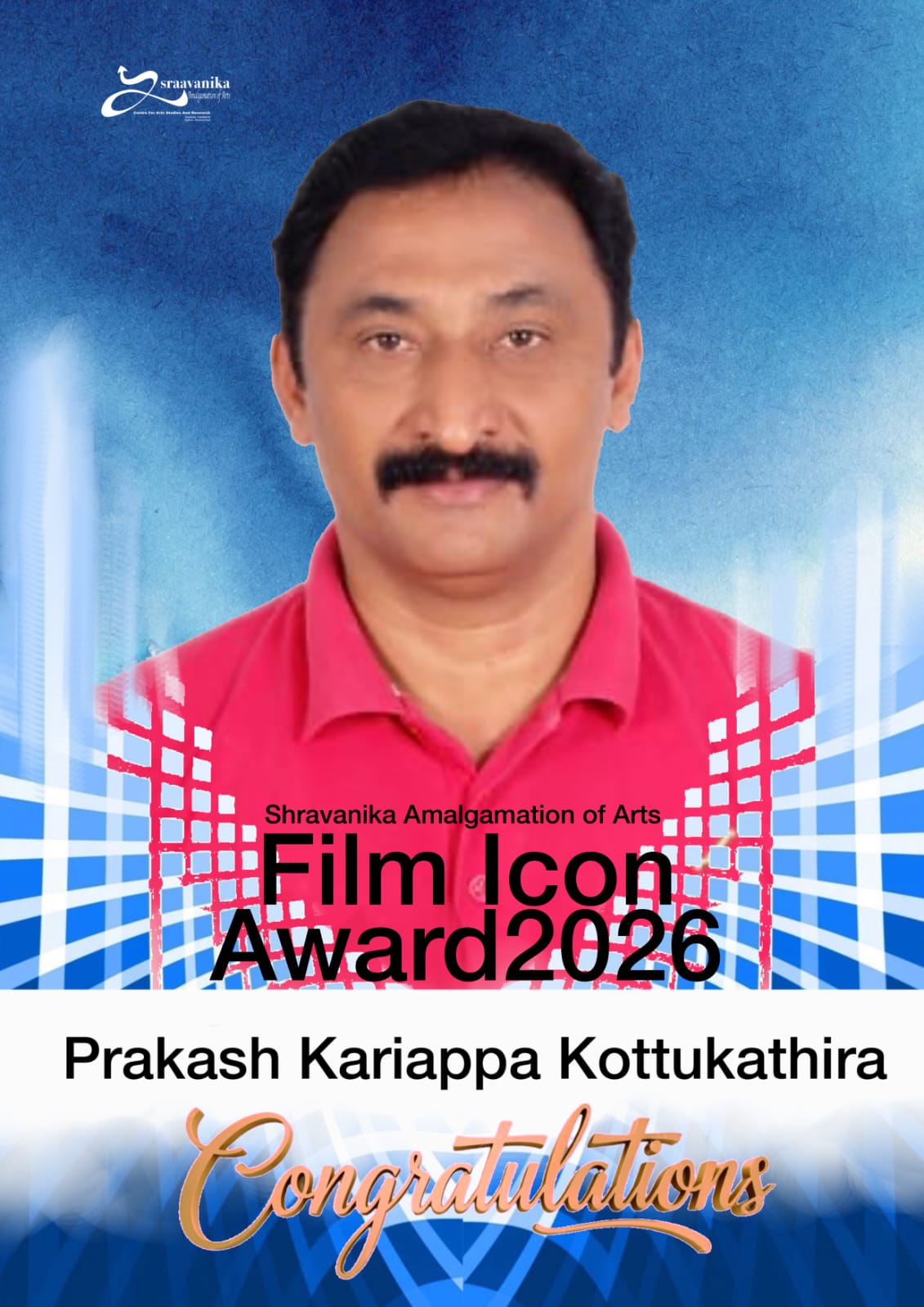 ಚಿತ್ರ ನಿರ್ದೇಶಕ ಕೊಟ್ಟುಕತ್ತಿರ ಪ್ರಕಾಶ್ ಕಾರ್ಯಪ್ಪಗೆ ಫಿಲ್ಮ್ ಐಕಾನ್ ಪ್ರಶಸ್ತಿಯ ಗರಿ
