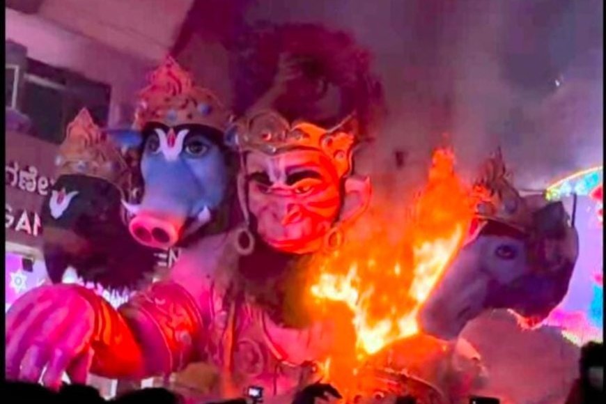 ಕುಶಾಲನಗರ:ಹನುಮ ಜಯಂತಿಯಲ್ಲಿ ಪಟಾಕಿಯಿಂದಾಗಿ  ಬೆಂಕಿಗಾಹುತಿಯಾದ ಮಂಟಪ