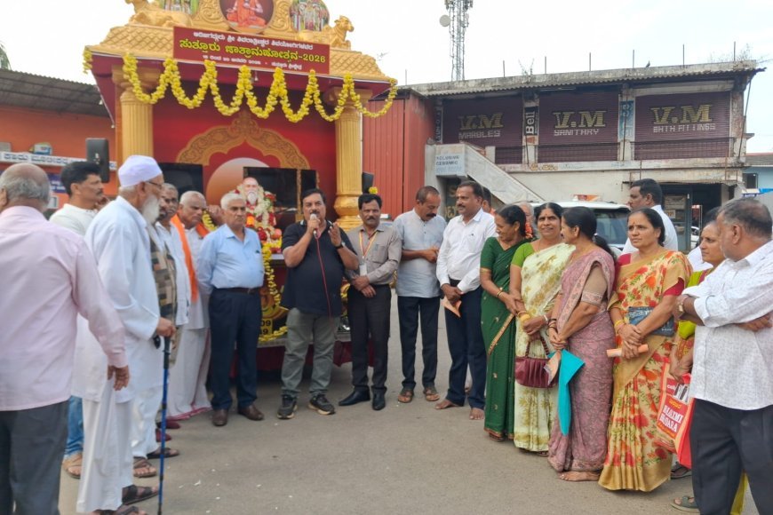 ಸುತ್ತೂರು ಜಾತ್ರಾ ಪ್ರಚಾರ ರಥಕ್ಕೆ ಕುಶಾಲನಗರದಲ್ಲಿ ಸ್ವಾಗತ