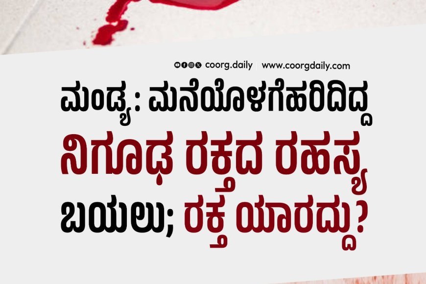 ಮಂಡ್ಯ: ಮನೆಯೊಳಗೆ ಹರಿದಿದ್ದ ನಿಗೂಢ ರಕ್ತದ ರಹಸ್ಯ ಬಯಲು; ರಕ್ತ ಯಾರದ್ದು?