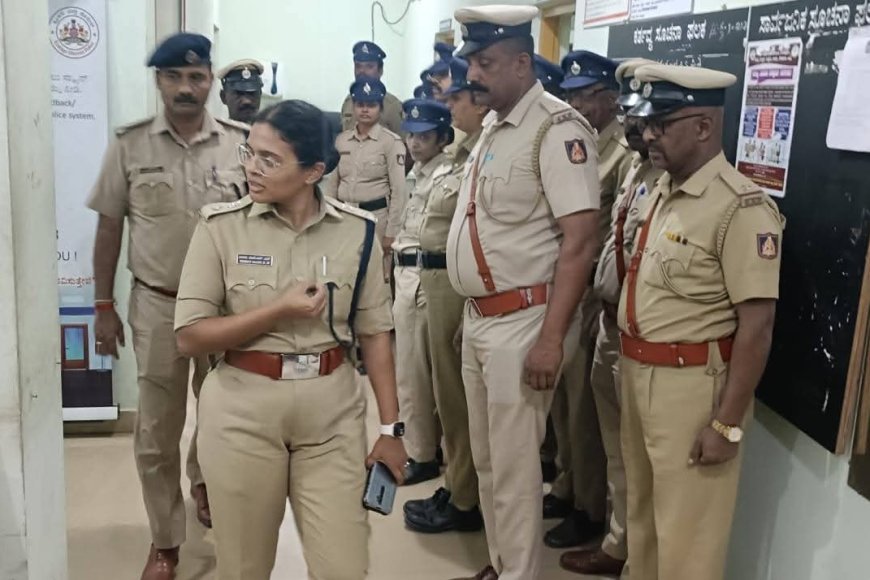 ಕುಶಾಲನಗರ ಪೊಲೀಸ್ ಠಾಣೆಗೆ ಭೇಟಿ ನೀಡಿದ ಎಸ್.ಪಿ ಬಿಂದು ಮಣಿ