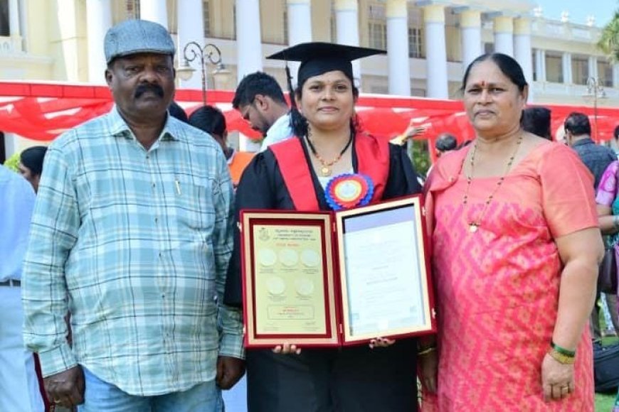 ಸುಂಟಿಕೊಪ್ಪ: ಸ್ನಾತಕೋತ್ತರ ಪದವಿಯಲ್ಲಿ ಬಿ.ಪಿ‌ ಕೃತಿಕಾ ಅವರಿಗೆ ಐದು ಚಿನ್ನದ ಪದಕ