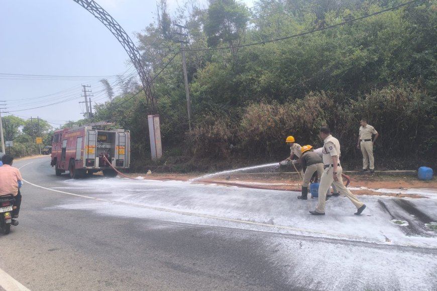 ಮಡಿಕೇರಿ:ರಾಷ್ಟ್ರೀಯ ಹೆದ್ದಾರಿಯಲ್ಲಿ ಇಂಧನ ಸೋರಿಕೆ