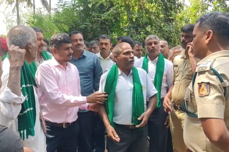 ಅರಣ್ಯ ಜಮೀನು ತೆರವು ಕಾರ್ಯ ಅರಣ್ಯಾಧಿಕಾರಿ ಹಾಗೂ ರೈತರ ನಡುವೆ ಮಾತಿನ ಚಕಮಕಿ