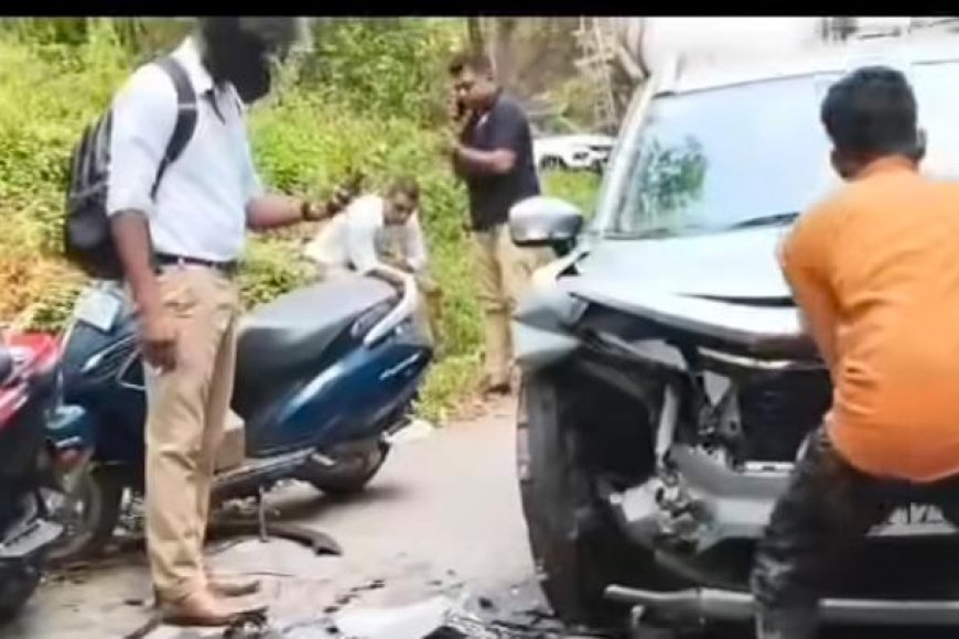 ಮೇಕೇರಿ:ಎರಡು ಕಾರು ಮತ್ತು ಸ್ಕೂಟಿ ನಡುವೆ ಅಪಘಾತ