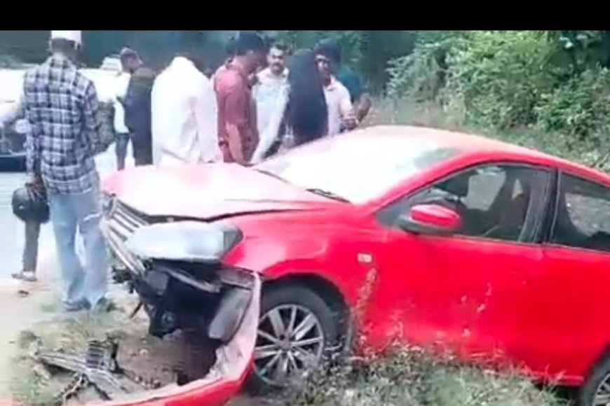 ಸುಂಟಿಕೊಪ್ಪ; ನಿಯಂತ್ರಣ ಕಳೆದುಕೊಂಡು ರಸ್ತೆ ಬದಿಯ ಕಲ್ಲಿಗೆ ಡಿಕ್ಕಿ ಹೊಡೆದ ಕಾರು
