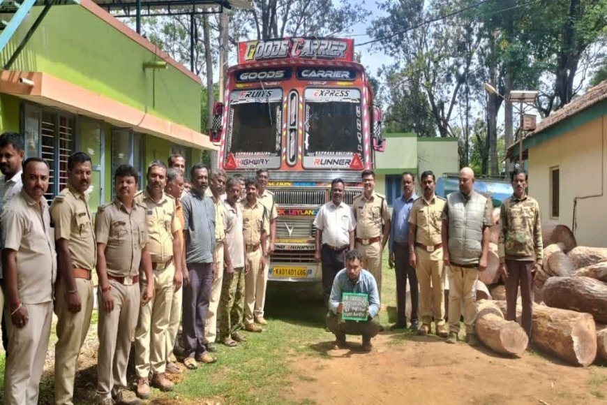 ಕೊಡಗಿನಿಂದ ಕಳ್ಳ ಸಾಗಾಟ ಮಾಡುತಿದ್ದ 28 ಲಕ್ಷ ರೂ ಮೌಲ್ಯದ ಬೀಟಿ ಮರ ಸಹಿತ ಲಾರಿ ವಶಪಡಿಸಿಕೊಂಡ ಅರಣ್ಯ ಇಲಾಖೆ