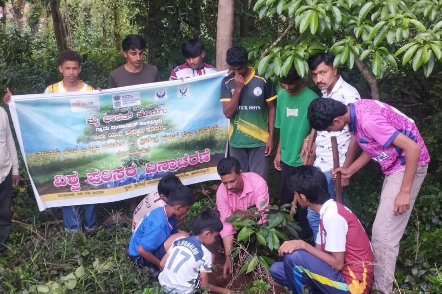 ಹಾಕತ್ತೂರಿನಲ್ಲಿ ಪರಿಸರ ದಿನಾಚರಣೆ: ತೊಂಬತ್ತು ಮನೆ ಶಾಲೆ, ಸ್ಮಶಾನದಲ್ಲಿ ಸಸಿ ನೆಡುವ ಕಾರ್ಯಕ್ರಮ