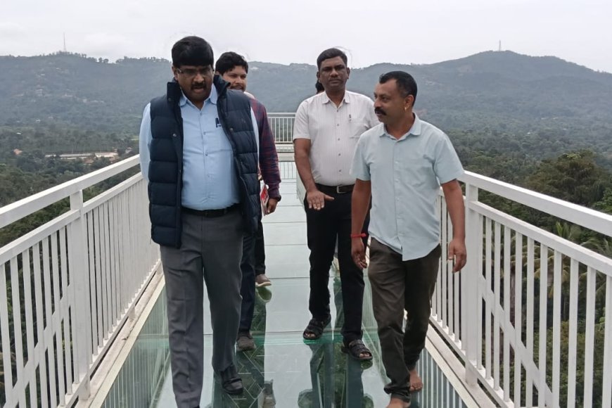 ಗಾಜಿನ ಸೇತುವೆ ಸ್ಥಳ ವೀಕ್ಷಿಸಿದ ಜಿಲ್ಲಾಧಿಕಾರಿ ಪ್ರವಾಸಿಗರ ಸುರಕ್ಷತೆ ಗಮನಹರಿಸಿ ಮುಂದಿನ ಕ್ರಮ: ಸೋಮಶೇಖರ್