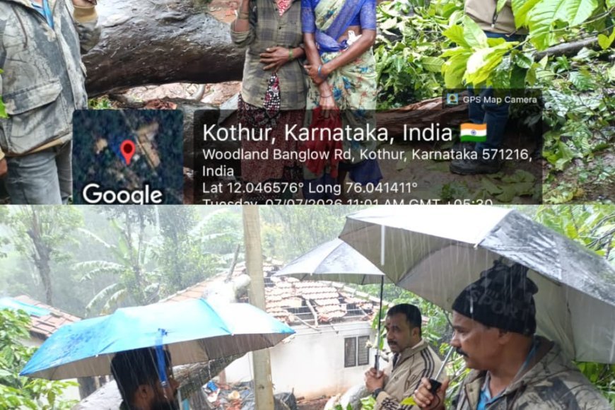 ಶ್ರೀಮಂಗಲ: ಗಾಳಿ ಮಳೆಗೆ ಮನೆ ಮೇಲೆ ಮರ ಬಿದ್ದು ಹಾನಿ
