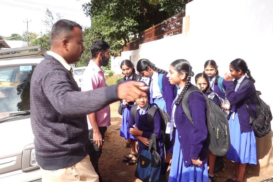 ನಿಯಮ ಉಲ್ಲಂಘಿಸಿ ಶಾಲಾ ಟ್ರಿಪ್: ಮಡಿಕೇರಿ ಸಂತ ಜೋಸೆಫ್ ಶಾಲೆಯ ಸಮೀಪ ಆರ್.ಟಿ.ಓ ಕಾರ್ಯಾಚರಣೆ