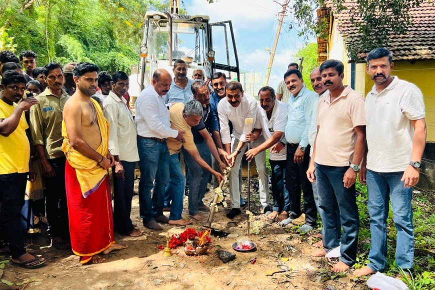 ಕೆ.ಬಾಡಗ: ಚಂದನಕೇರೆ ಹಾಡಿಗೆ ನೂತನ ರಸ್ತೆಗೆ ಭೂಮಿ ಪೂಜೆ:  ರೂ.75 ಲಕ್ಷ ವೆಚ್ಚದಲ್ಲಿ ಕಾಮಗಾರಿ
