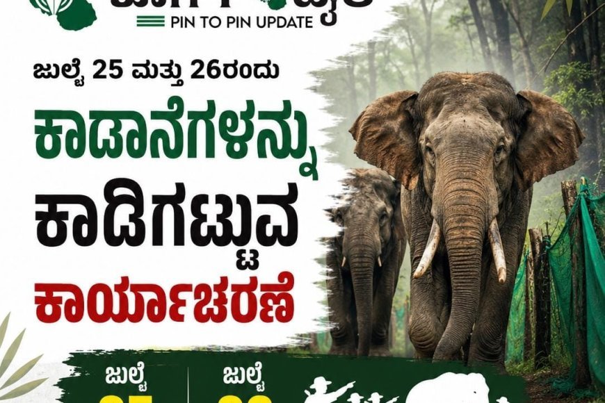 ಜುಲೈ 25 ಮತ್ತು 26ರಂದು ಕಾಡಾನೆಗಳನ್ನು ಕಾಡಿಗಟ್ಟುವ ಕಾರ್ಯಾಚರಣೆ