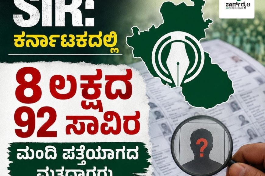 ಎಸ್ಐಆರ್: ಕರ್ನಾಟಕದಲ್ಲಿ 8 ಲಕ್ಷದ 92 ಸಾವಿರ ಮಂದಿ ಪತ್ತೆಯಾಗದ ಮತದಾರರು