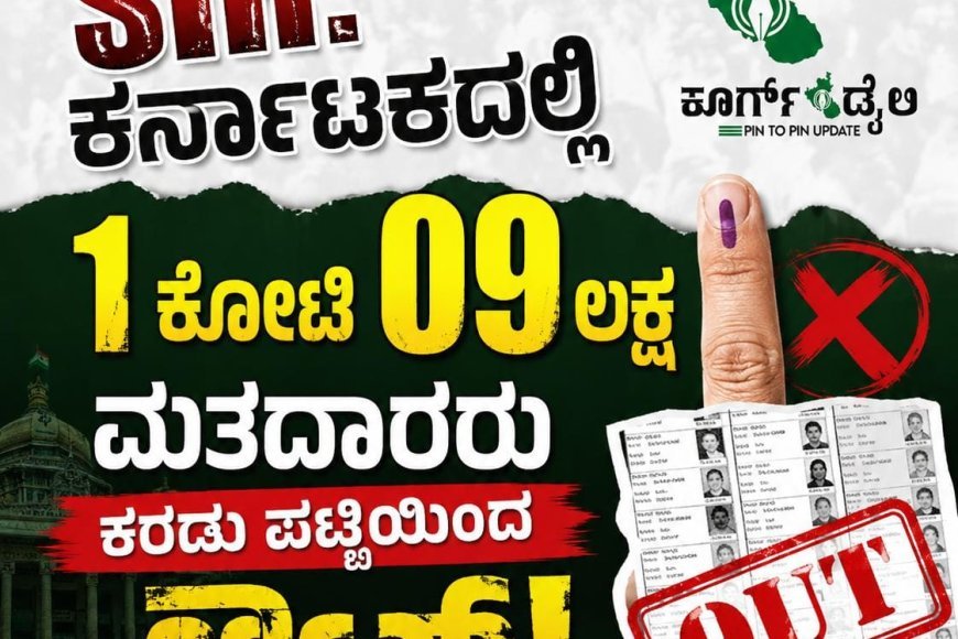 ಎಸ್ಐಆರ್: ಕರ್ನಾಟಕದಲ್ಲಿ 1 ಕೋಟಿ 09 ಲಕ್ಷ ಮತದಾರರು ಕರಡು ಪಟ್ಟಿಯಿಂದ ಔಟ್