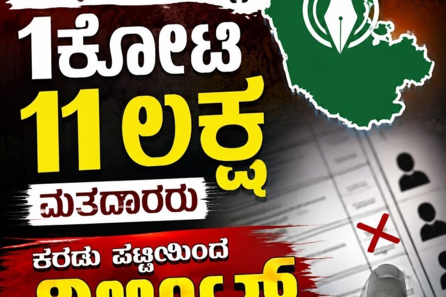 ಎಸ್ಐಆರ್: ಕರ್ನಾಟಕದಲ್ಲಿ 1ಕೋಟಿ 11 ಲಕ್ಷ ಮತದಾರರು ಕರಡು ಪಟ್ಟಿಯಿಂದ ಡಿಲೀಟ್