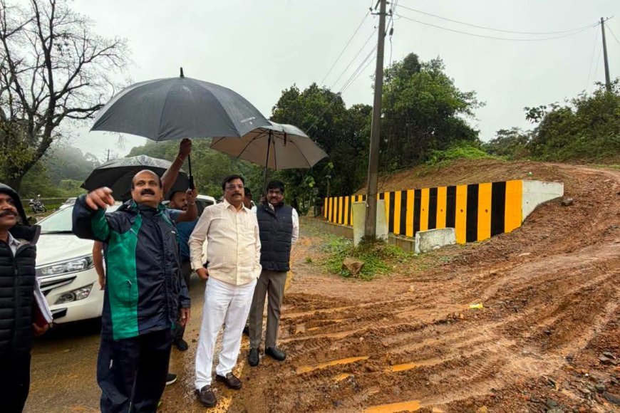 ಕರ್ತೋಜಿ ಗುಡ್ಡ ಕುಸಿತ ಪ್ರದೇಶಕ್ಕೆ ಸಚಿವ ನರೇಂದ್ರ ಸ್ವಾಮಿ ಭೇಟಿ