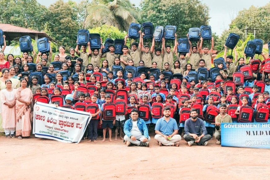 ಶಿಕ್ಷಣದ ಮೂಲಕ ಮುಖ್ಯ ವಾಹಿನಿಗೆ ಬನ್ನಿ : ಜೈ ಕಿರಣ್  :  ಸರ್ಕಾರಿ ಶಾಲೆಯ 200 ವಿದ್ಯಾರ್ಥಿಗಳಿಗೆ  ಬ್ಯಾಗ್, ಕಲಿಕಾ ಸಾಮಗ್ರಿಗಳ ವಿತರಣೆ