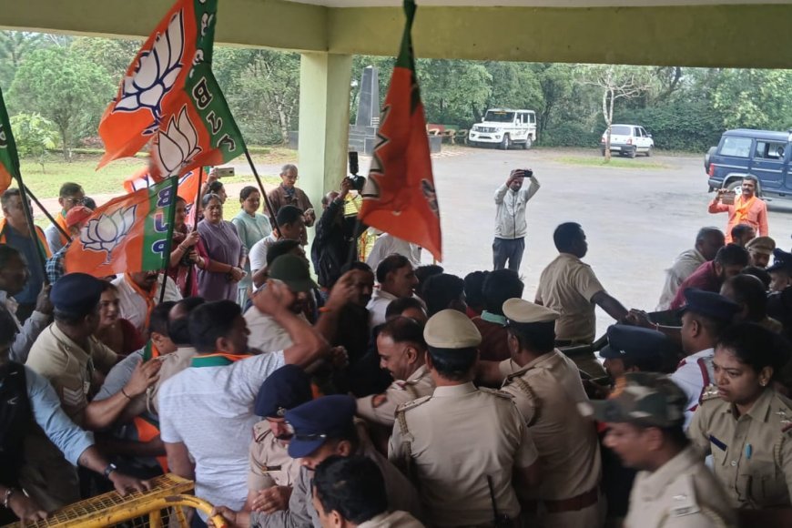 ಅರಣ್ಯ ಭವನಕ್ಕೆ ಮುತ್ತಿಗೆ ಯತ್ನಿಸಿ ಬಿಜೆಪಿ ಪ್ರತಿಭಟನೆ