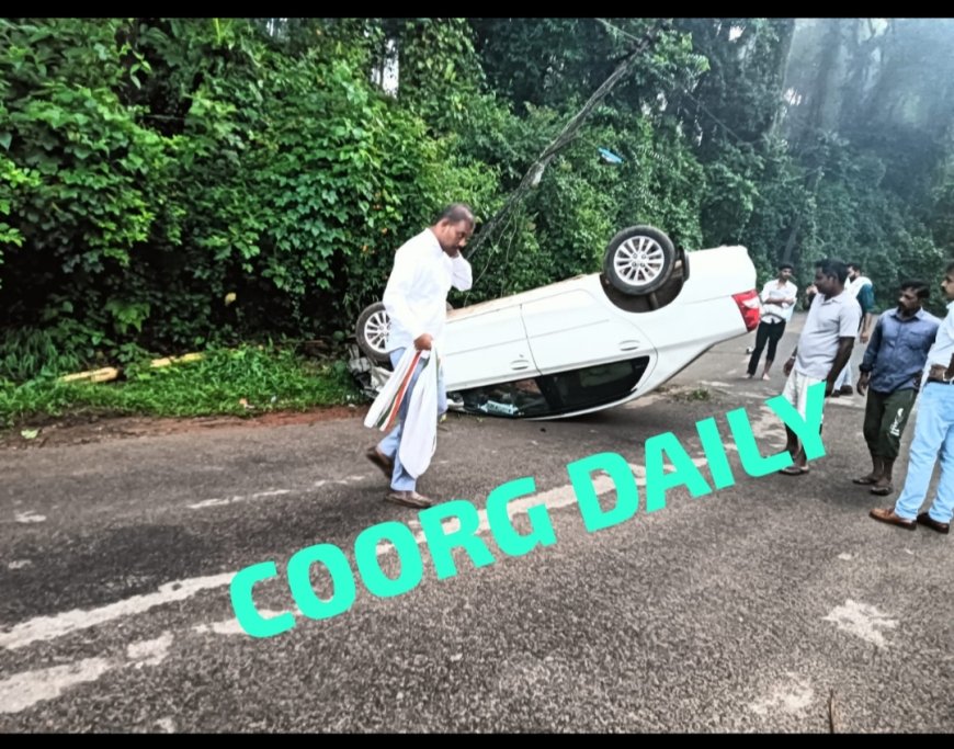 ಹೊದ್ದೂರು:ನಿಯಂತ್ರಣ ತಪ್ಪಿ ಕಾರು ಪಲ್ಟಿ: ಪ್ರಯಾಣಿಕರು ಪಾರು