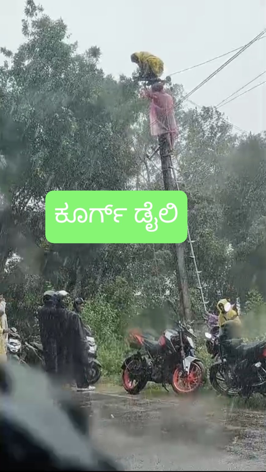 ಪೊನ್ನಂಪೇಟೆ:ನಡಿಕೇರಿ ಗ್ರಾಮದಲ್ಲಿ ಮರ ಬಿದ್ದು ವಿದ್ಯುತ್ ಕಂಬಗಳಿಗೆ ಹಾನಿ