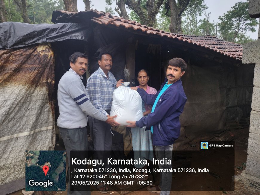 ಶಾಂತಳ್ಳಿ; ಮಳೆಯಿಂದ ಹಾನಿಯಾದ ಕುಟುಂಬಕ್ಕೆ ಆಹಾರ ಕಿಟ್ ವಿತರಣೆ