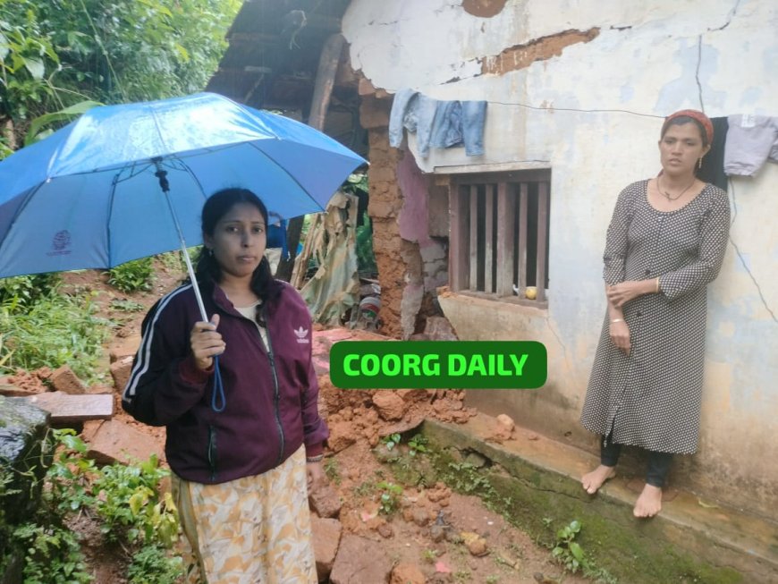 ಭಾರಿ ಮಳೆಗೆ ಕಕ್ಕಬ್ಬೆ ಬಳಿಯ ಕುಂಜಿಲ ಗ್ರಾಮದಲ್ಲಿ ಮನೆ ಗೋಡೆ ಕುಸಿತ
