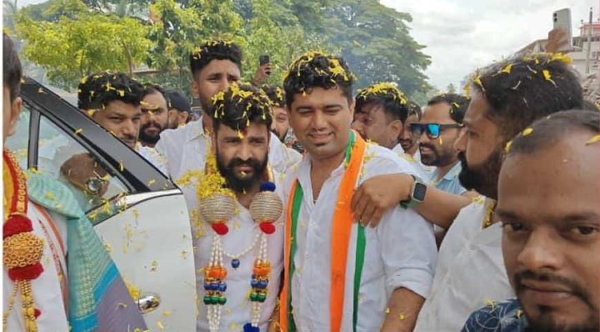 ಯುವ ಕಾಂಗ್ರೆಸ್ ರಾಜ್ಯಾಧ್ಯಕ್ಷ ಮಂಜುನಾಥ್ ಗೌಡ ಅವರಿಗೆ ಕುಶಾಲನಗರದಲ್ಲಿ ಅದ್ಧೂರಿ ಸ್ವಾಗತ