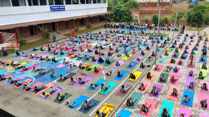 ವಿರಾಜಪೇಟೆ: ಪ್ರಗತಿ ಶಾಲೆಯಲ್ಲಿ ಅಂತರಾಷ್ಟ್ರೀಯ ಯೋಗ ದಿನಾಚರಣೆ