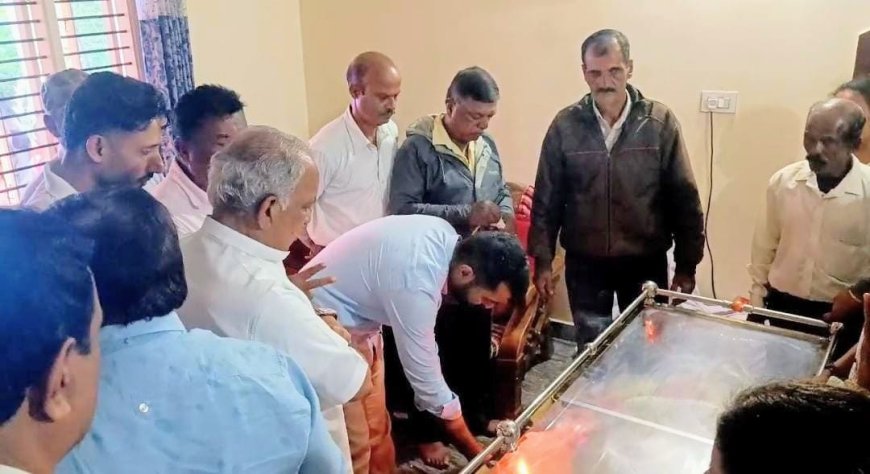 ಸಾರಿಗೆ ಬಸ್ ಗಳ ನಡುವೆ ಅಪಘಾತದಲ್ಲಿ ನಿಧನರಾದ ಭೋಜಮ್ಮ ಅಂತಿಮ ದರ್ಶನ ಪಡೆದ ಸಚಿವರು, ಶಾಸಕರು