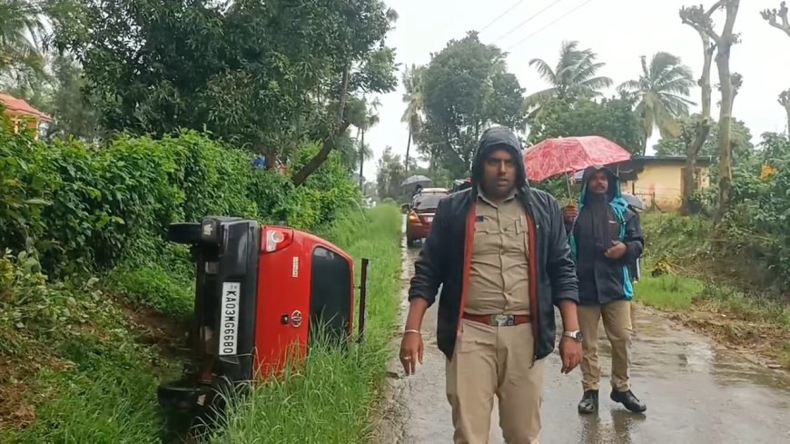 ಪೊನ್ನಂಪೇಟೆ: ಕುರ್ಚಿ ಗ್ರಾಮದಲ್ಲಿ ಚಾಲಕನ ನಿಯಂತ್ರಣ ತಪ್ಪಿ ಚರಂಡಿಗೆ ಮಗುಚಿದ ಕಾರು: ಅದೃಷ್ಟವಶಾತ್ ಕಾರಿನಲ್ಲಿದ್ದವರು ಪಾರು.!
