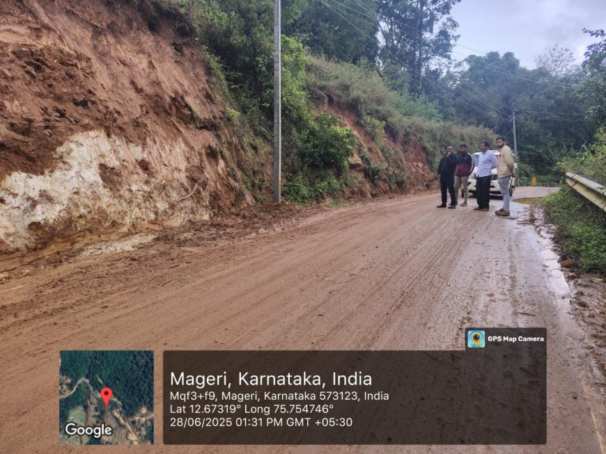 ಶಾಂತಳ್ಳಿ:ಬರೆ ಕುಸಿದು ವಿದ್ಯುತ್ ಕಂಬಕ್ಕೆ ಹಾನಿ,ಹೊಸ ವಿದ್ಯುತ್ ಕಂಬ ಅಳವಡಿಕೆ: