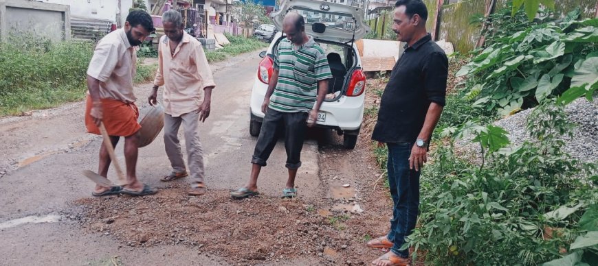 ನಾಪೋಕ್ಲು:ಗುಂಡಿಬಿದ್ದ ರಸ್ತೆಗೆ ತಾತ್ಕಾಲಿಕ ಮುಕ್ತಿ ಕೊಟ್ಟ ಗ್ರಾಮ ಪಂಚಾಯಿತಿ ಸದಸ್ಯ ಸಾಬ ತಿಮ್ಮಯ್ಯ