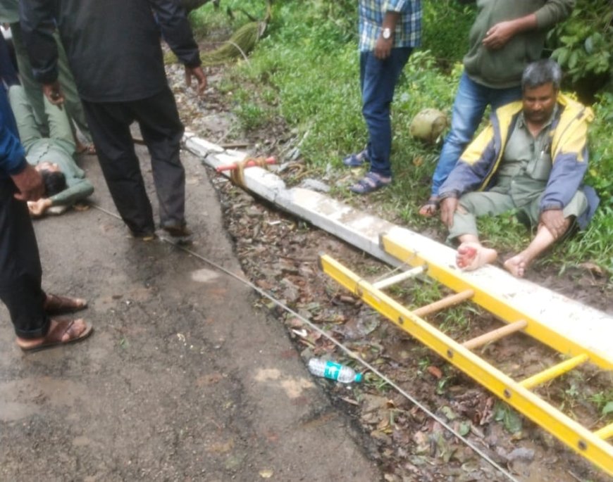 ಸೋಮವಾರಪೇಟೆ: ವಿದ್ಯುತ್ ಕಂಬ ಅರ್ಧಕ್ಕೆ ತುಂಡಾಗಿ ಬಿದ್ದು,ಇಬ್ಬರು ಲೈನ್ ಮ್ಯಾನ್ ಗಳಿಗೆ ಗಾಯ