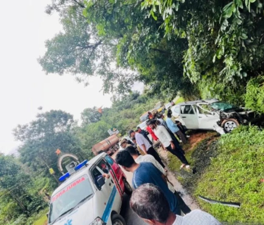 ಟ್ಯಾಂಕರ್ ಹಾಗೂ ಕಾರಿನ ನಡುವೆ ಭೀಕರ ಅಪಘಾತ: ಮಹಿಳೆ ಮೃತ್ಯು