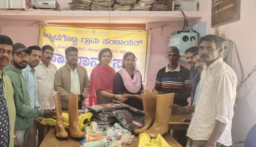 ಬ್ಯಾಡಗೊಟ್ಟ: ವಾಟರ್ ಮ್ಯಾನ್ ಗಳಿಗೆ ಪರಿಕರ ವಿತರಣೆ