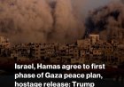 ಗಾಝಾ ಕದನ ವಿರಾಮಕ್ಕೆ ಮೊದಲ ಹಂತದ ಒಪ್ಪಂದ: ಇಸ್ರೇಲ್–ಹಮಾಸ್ ಶಾಂತಿ ಮಾತುಕತೆ ಫಲಪ್ರದ, ಟ್ರಂಪ್ ಘೋಷಣೆ