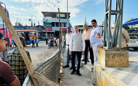 ಗೋಣಿಕೊಪ್ಪ ಬಸ್ಸ್ ತಂಗುದಾಣದ ಕಾಮಗಾರಿ ಪರಿಶೀಲನೆ ನಡೆಸಿದ ಶಾಸಕ ಎಎಸ್ ಪೊನ್ನಣ್ಣ