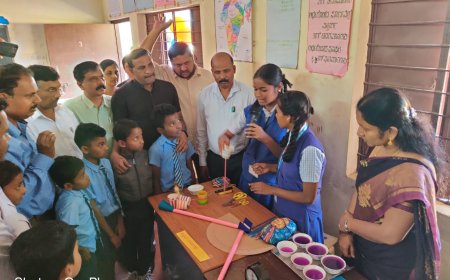 ಐಗೂರು ಸರ್ಕಾರಿ ಪ್ರೌಢಶಾಲೆಯಲ್ಲಿ ಗಮನ ಸೆಳೆದ ವಿಜ್ಞಾನ ವಸ್ತು ಪ್ರದರ್ಶನ:  ವಿದ್ಯಾರ್ಥಿಗಳಲ್ಲಿ ವೈಜ್ಞಾನಿಕ‌ ಮನೋಭಾವ ಬೆಳೆಸಲು ಬಿಇಓ ಕೃಷ್ಣಪ್ಪ ಸಲಹೆ