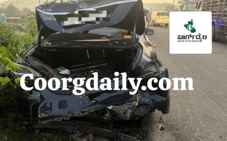 ಹುಣಸೂರಿನಲ್ಲಿ ಸುಂಟಿಕೊಪ್ಪ ಮೂಲದ ಉದ್ಯಮಿಯ ಕಾರು ಅಪಘಾತ