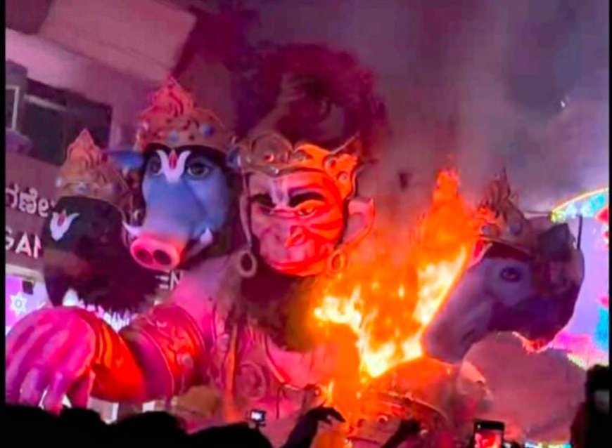 ಕುಶಾಲನಗರ:ಹನುಮ ಜಯಂತಿಯಲ್ಲಿ ಪಟಾಕಿಯಿಂದಾಗಿ  ಬೆಂಕಿಗಾಹುತಿಯಾದ ಮಂಟಪ