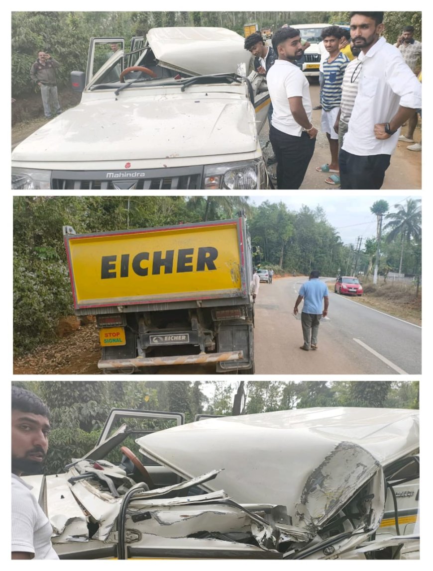 ಟಿಪ್ಪರ್ ಹಾಗೂ ಬೊಲೆರೋ ಜೀಪ್ ನಡುವೆ ಭೀಕರ ಅಪಘಾತ