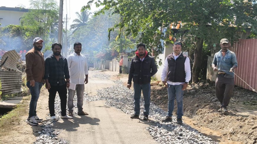 ಕುಶಾಲನಗರ:ಪುರಸಭೆ ವ್ಯಾಪ್ತಿಯ ನಿಂಗೇಗೌಡ ಬಡಾವಣೆಯಲ್ಲಿ ರಸ್ತೆ ಕಾಮಗಾರಿಗೆ ಚಾಲನೆ