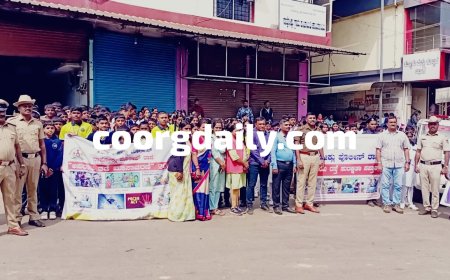 ನಾಪೋಕ್ಲುವಿನಲ್ಲಿ ರಸ್ತೆ ಸುರಕ್ಷತಾ ಸಪ್ತಾಹದ ಪ್ರಯುಕ್ತ ಪೊಲೀಸರಿಂದ ಜನಜಾಗೃತಿ ಜಾಥಾ