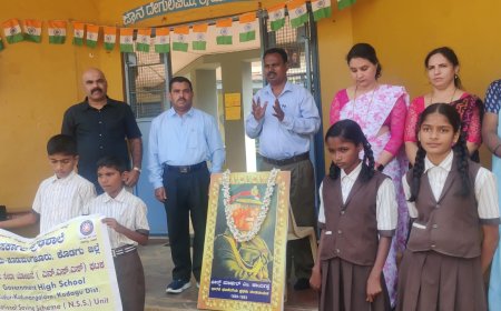 ಕೂಡ್ಲೂರು ಸರ್ಕಾರಿ ಪ್ರೌಢಶಾಲೆಯಲ್ಲಿ ಫೀಲ್ಡ್ ಮಾರ್ಷಲ್ ಕೆ.ಎಂ.ಕಾರ್ಯಪ್ಪ ಅವರಿಗೆ ಗೌರವ ನಮನ