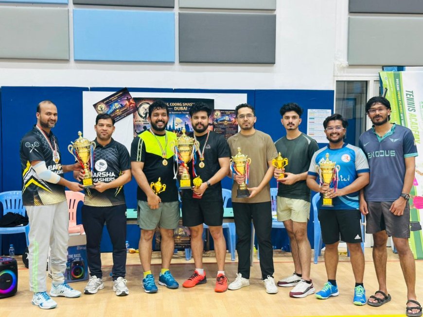 ರಾಯಲ್ ಕೂರ್ಗ್ ಸ್ಮ್ಯಾಶರ್ಸ್ ದುಬೈ ವತಿಯಿಂದ ಬ್ಯಾಡ್ಮಿಂಟನ್ ಪಂದ್ಯಾವಳಿ:ಪ್ರಜ್ವಲ್ ಶೆಟ್ಟಿ ಮತ್ತು ಸೃಜನ್ ಜೋಡಿ ಚಾಂಪಿಯನ್