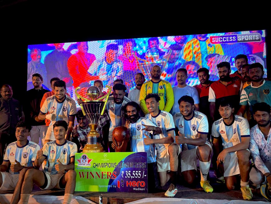 ಮಡಿಕೇರಿ: ಎಸ್‌ಆರ್‌ವಿ ಫುಟ್ಬಾಲ್ ಚಾಂಪಿಯನ್ಸ್ ಲೀಗ್;  ಟೀಮ್ ಒನ್ ಟಚ್ ಚಾಂಪಿಯನ್