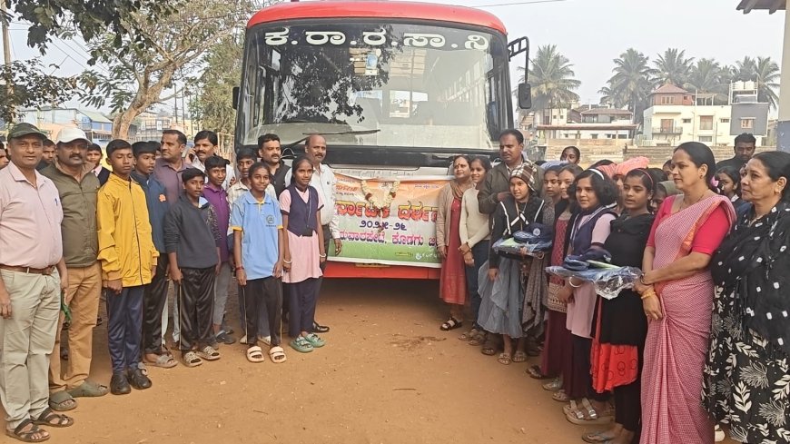 ಕುಶಾಲನಗರ : ಶಾಲಾ ಮಕ್ಕಳ ಕರ್ನಾಟಕ ದರ್ಶನ ಪ್ರವಾಸಕ್ಕೆ ಬಿಇಓ ಚಾಲನೆ;   ಪ್ರವಾಸವು ಮಕ್ಕಳಿಗೆ ಜೀವನದ ಅನುಭವ ನೀಡುತ್ತದೆ: ಬಿಇಓ ಕೃಷ್ಣಪ್ಪ