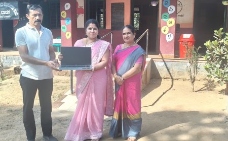 ವಿ.ಬಾಡಗ ಗ್ರಾಮದ ಸರಕಾರಿ ಹಿರಿಯ ಪ್ರಾಥಮಿಕ ಶಾಲೆಗೆ ಚಂದೂರ ಕೀರ್ತನಾ ಪೊನ್ನಮ್ಮ ಅವರಿಂದ ಲ್ಯಾಪ್ ಟಾಪ್ ಕೊಡುಗೆ